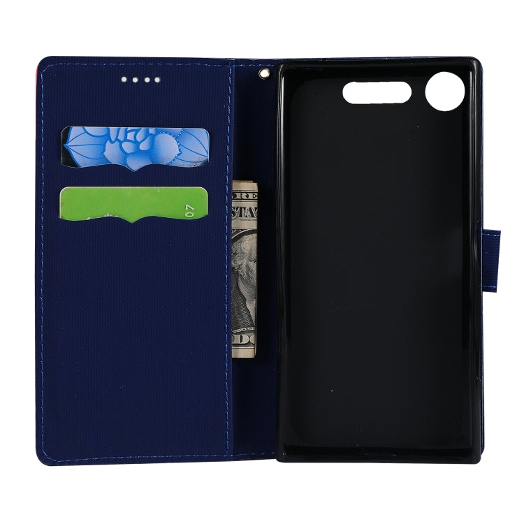 Fabric Stitching Embroidery Horizontal Flip Leather Case With Holder & Card Slots & Wallet for Sony Xperia Z1