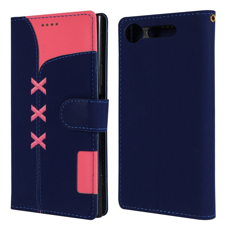 Fabric Stitching Embroidery Horizontal Flip Leather Case With Holder & Card Slots & Wallet for Sony Xperia Z1