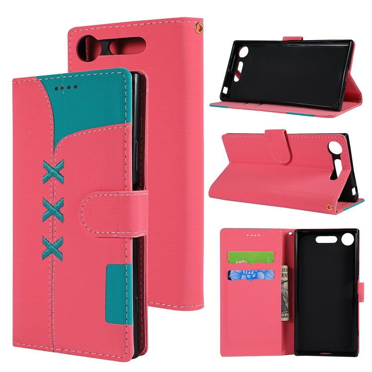Fabric Stitching Embroidery Horizontal Flip Leather Case With Holder & Card Slots & Wallet for Sony Xperia Z1
