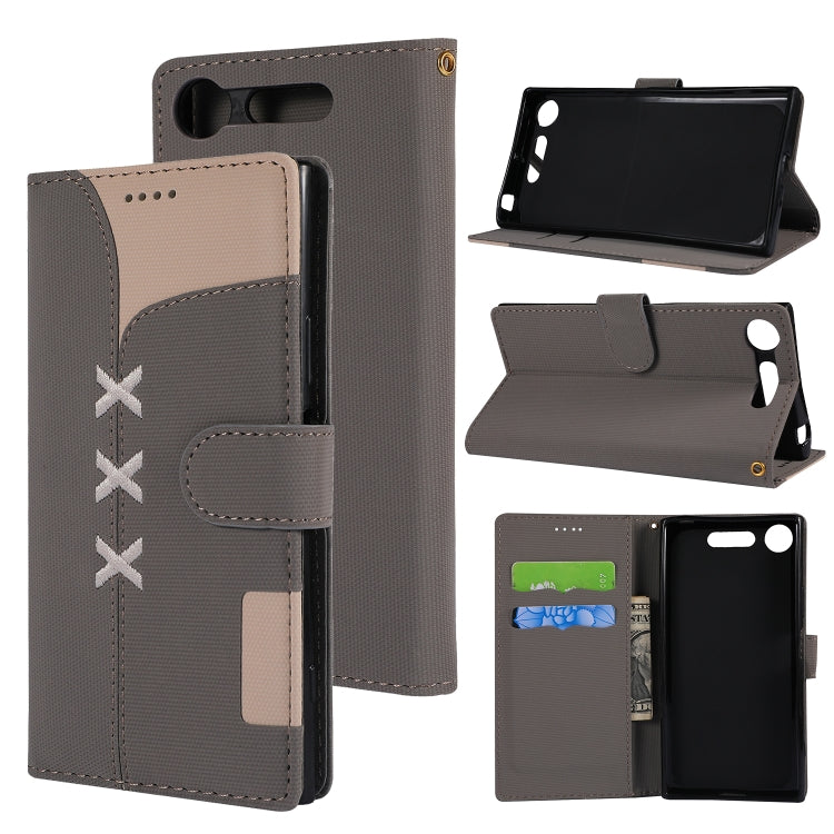 Fabric Stitching Embroidery Horizontal Flip Leather Case With Holder & Card Slots & Wallet for Sony Xperia Z1