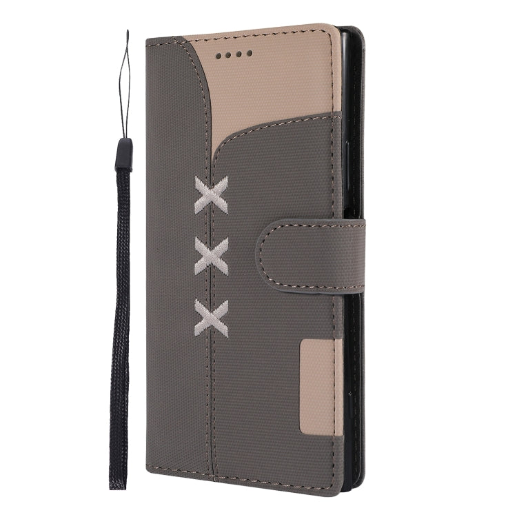 Fabric Stitching Embroidery Horizontal Flip Leather Case With Holder & Card Slots & Wallet for Sony Xperia Z1