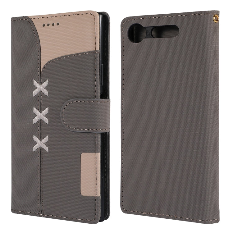 Fabric Stitching Embroidery Horizontal Flip Leather Case With Holder & Card Slots & Wallet for Sony Xperia Z1