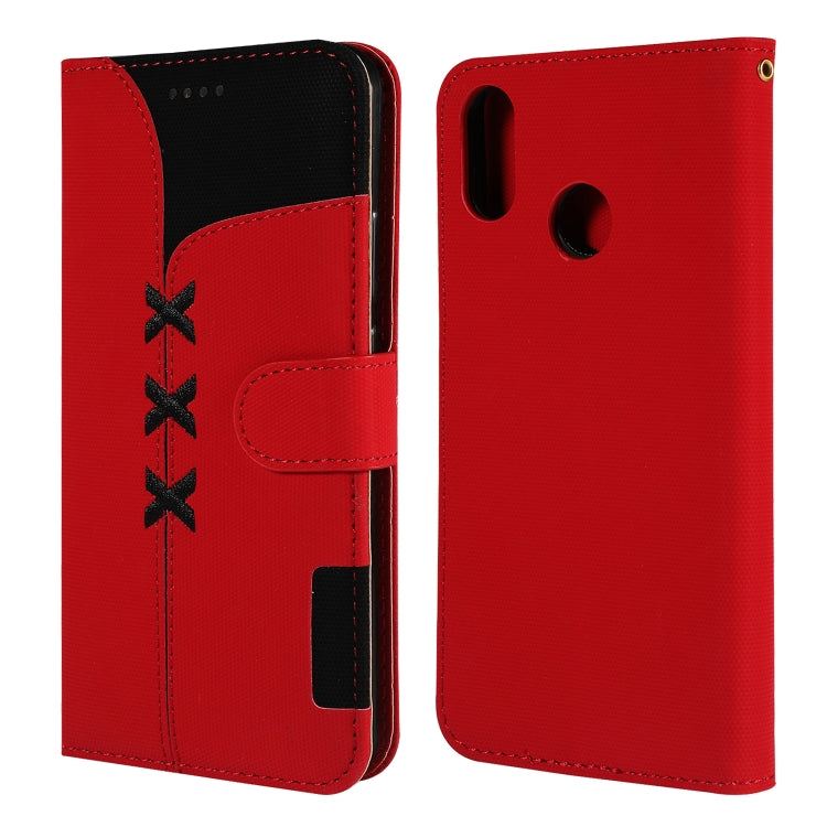 Fabric Stitching Embroidery Horizontal Flip Leather Case With Holder & Card Slots & Wallet for Xiaomi Redmi Note 7