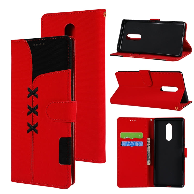 Fabric Stitching Embroidery Horizontal Flip Leather Case With Holder & Card Slots & Wallet for Sony Xperia 1