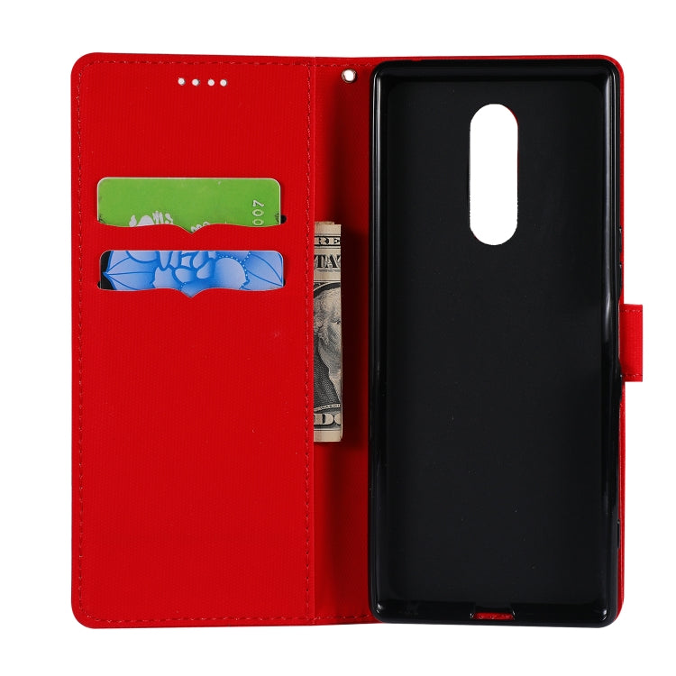 Fabric Stitching Embroidery Horizontal Flip Leather Case With Holder & Card Slots & Wallet for Sony Xperia 1