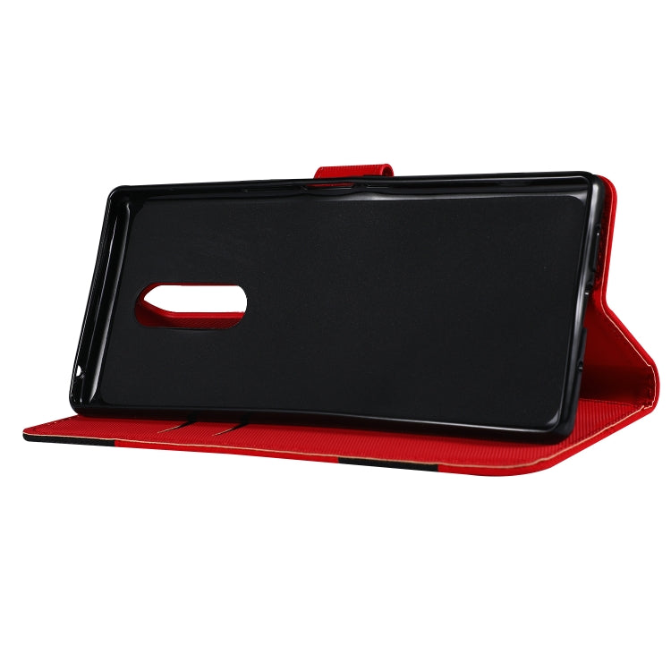 Fabric Stitching Embroidery Horizontal Flip Leather Case With Holder & Card Slots & Wallet for Sony Xperia 1