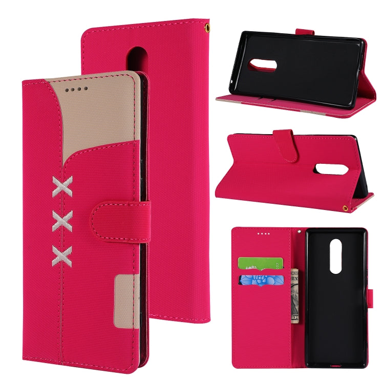 Fabric Stitching Embroidery Horizontal Flip Leather Case With Holder & Card Slots & Wallet for Sony Xperia 1