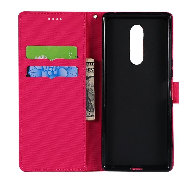 Fabric Stitching Embroidery Horizontal Flip Leather Case With Holder & Card Slots & Wallet for Sony Xperia 1