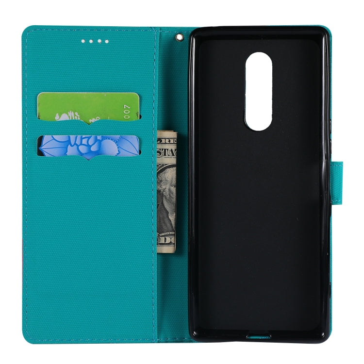 Fabric Stitching Embroidery Horizontal Flip Leather Case With Holder & Card Slots & Wallet for Sony Xperia 1