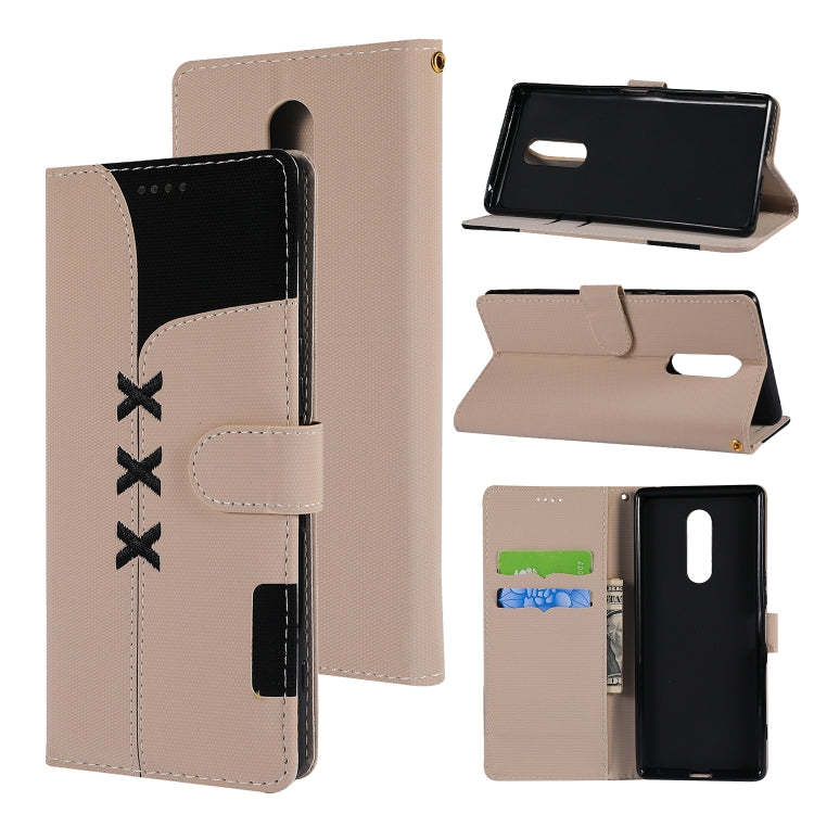 Fabric Stitching Embroidery Horizontal Flip Leather Case With Holder & Card Slots & Wallet for Sony Xperia 1