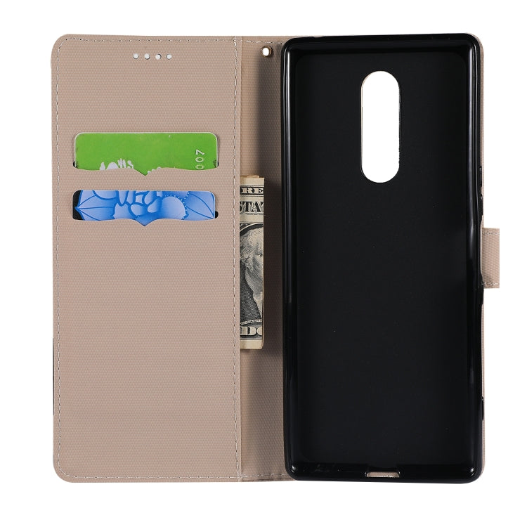 Fabric Stitching Embroidery Horizontal Flip Leather Case With Holder & Card Slots & Wallet for Sony Xperia 1