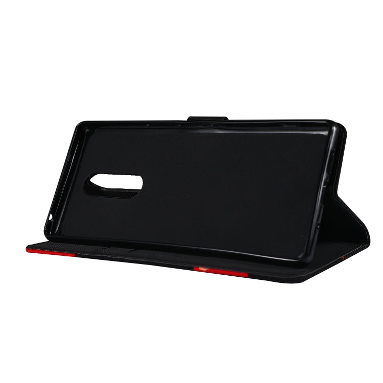 Fabric Stitching Embroidery Horizontal Flip Leather Case With Holder & Card Slots & Wallet for Sony Xperia 1