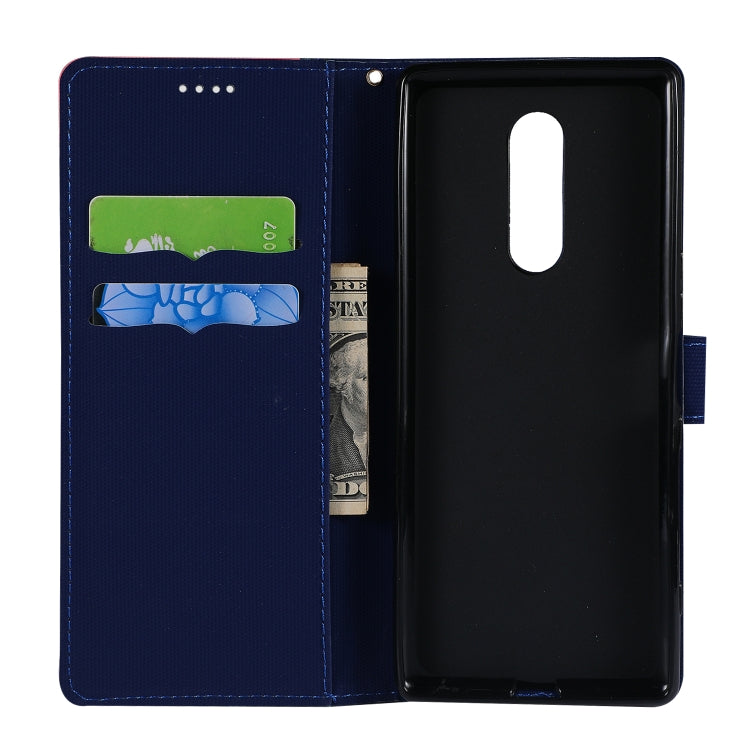Fabric Stitching Embroidery Horizontal Flip Leather Case With Holder & Card Slots & Wallet for Sony Xperia 1