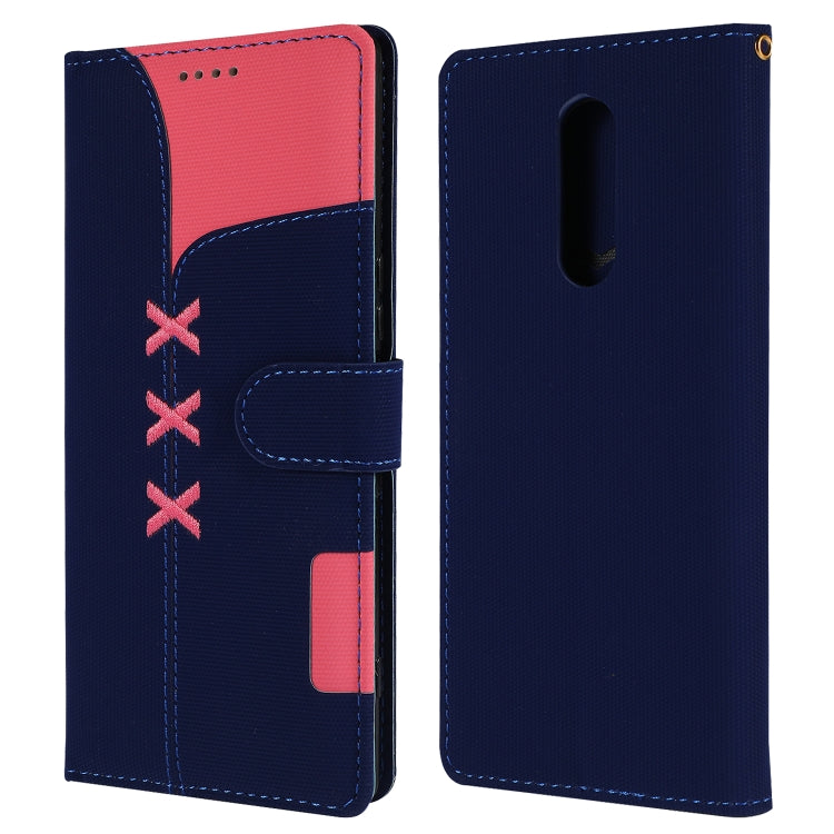 Fabric Stitching Embroidery Horizontal Flip Leather Case With Holder & Card Slots & Wallet for Sony Xperia 1