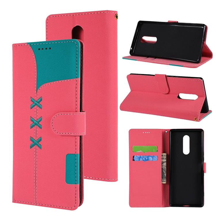 Fabric Stitching Embroidery Horizontal Flip Leather Case With Holder & Card Slots & Wallet for Sony Xperia 1