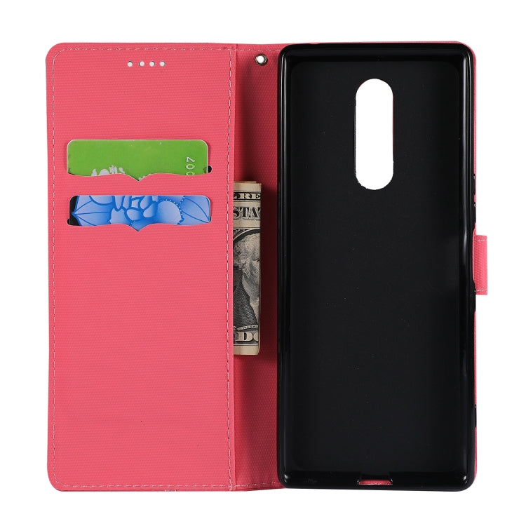 Fabric Stitching Embroidery Horizontal Flip Leather Case With Holder & Card Slots & Wallet for Sony Xperia 1