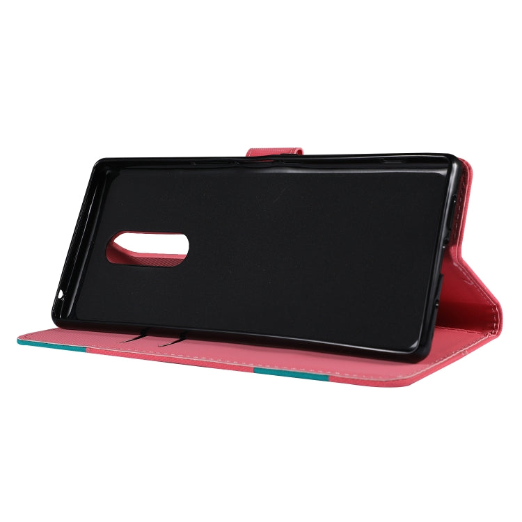 Fabric Stitching Embroidery Horizontal Flip Leather Case With Holder & Card Slots & Wallet for Sony Xperia 1