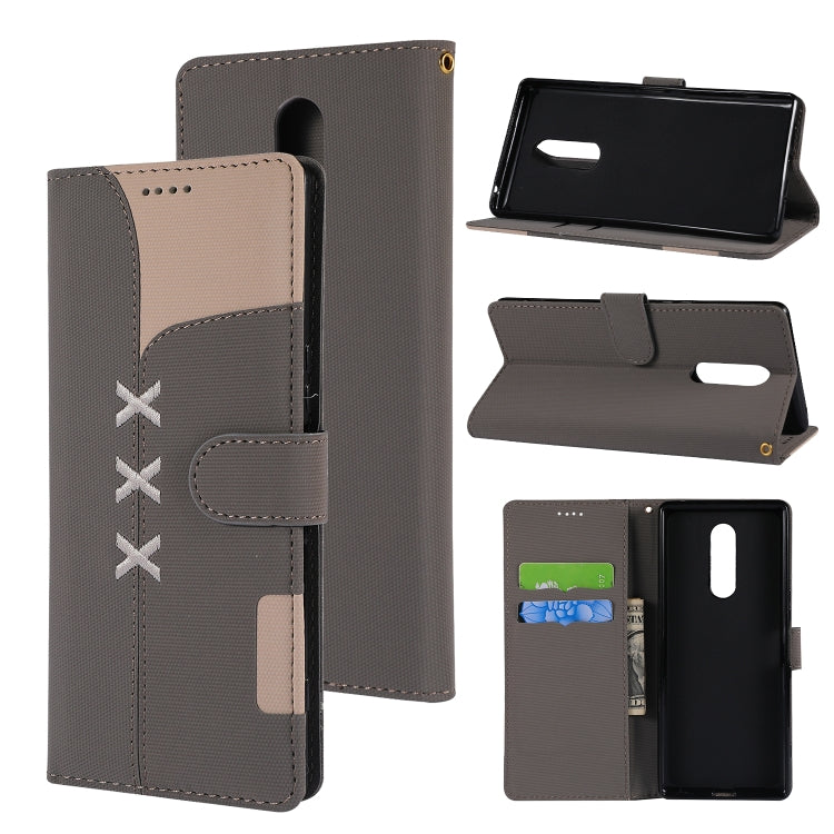 Fabric Stitching Embroidery Horizontal Flip Leather Case With Holder & Card Slots & Wallet for Sony Xperia 1