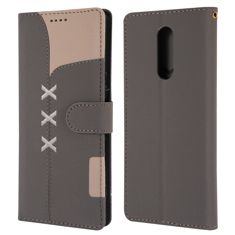 Fabric Stitching Embroidery Horizontal Flip Leather Case With Holder & Card Slots & Wallet for Sony Xperia 1