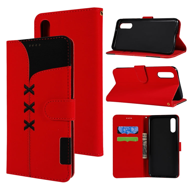 Fabric Stitching Embroidery Horizontal Flip Leather Case With Holder & Card Slots & Wallet for Huawei P20
