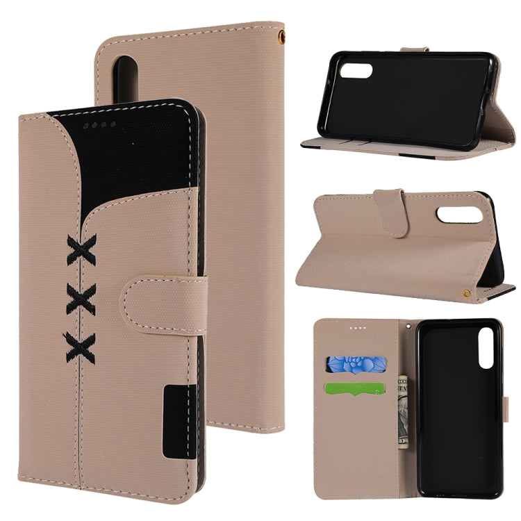 Fabric Stitching Embroidery Horizontal Flip Leather Case With Holder & Card Slots & Wallet for Huawei P20