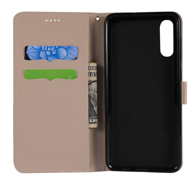 Fabric Stitching Embroidery Horizontal Flip Leather Case With Holder & Card Slots & Wallet for Huawei P20