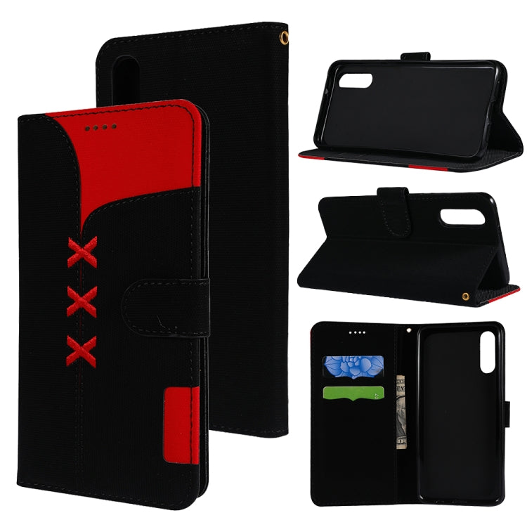 Fabric Stitching Embroidery Horizontal Flip Leather Case With Holder & Card Slots & Wallet for Huawei P20