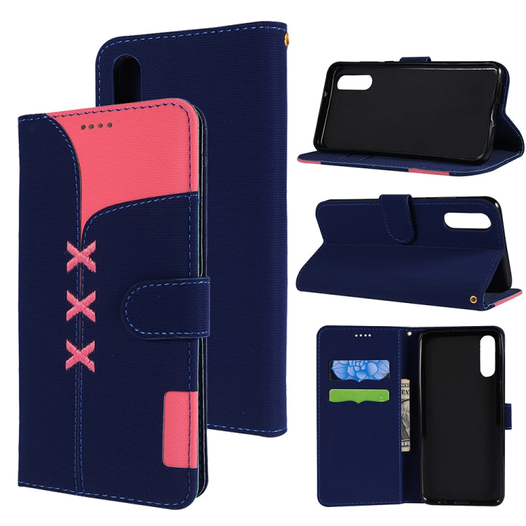 Fabric Stitching Embroidery Horizontal Flip Leather Case With Holder & Card Slots & Wallet for Huawei P20