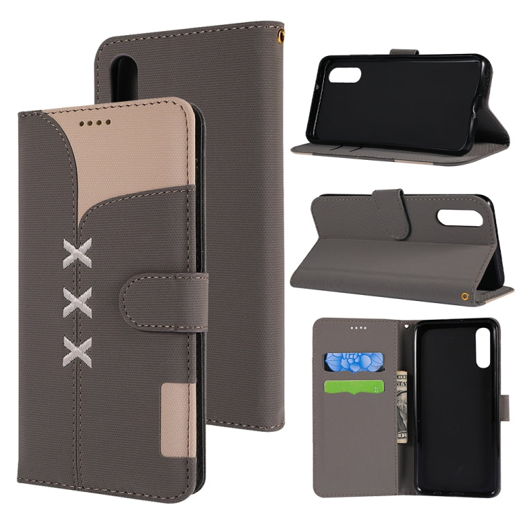 Fabric Stitching Embroidery Horizontal Flip Leather Case With Holder & Card Slots & Wallet for Huawei P20