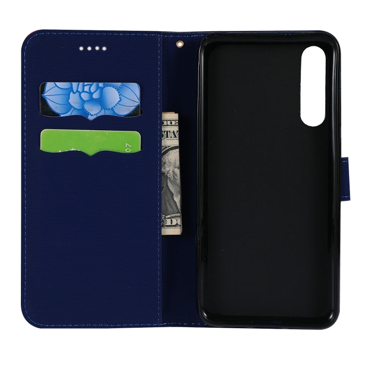 Fabric Stitching Embroidery Horizontal Flip Leather Case With Holder & Card Slots & Wallet for Huawei P20 Pro