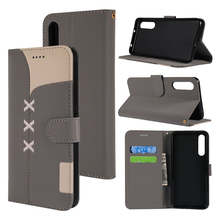 Fabric Stitching Embroidery Horizontal Flip Leather Case With Holder & Card Slots & Wallet for Huawei P20 Pro