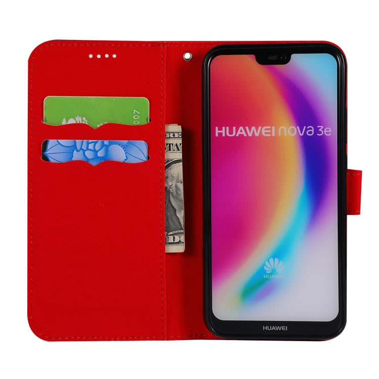 Fabric Stitching Embroidery Horizontal Flip Leather Case With Holder & Card Slots & Wallet for Huawei P20 Lite