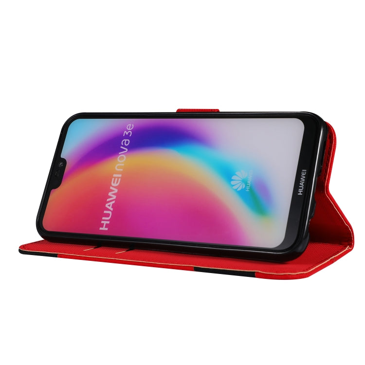 Fabric Stitching Embroidery Horizontal Flip Leather Case With Holder & Card Slots & Wallet for Huawei P20 Lite