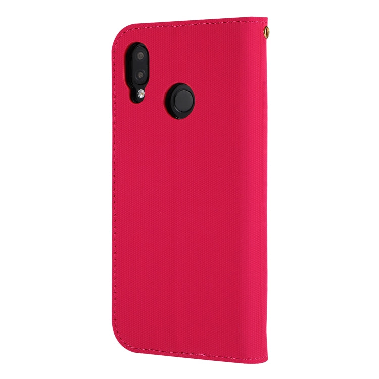Fabric Stitching Embroidery Horizontal Flip Leather Case With Holder & Card Slots & Wallet for Huawei P20 Lite