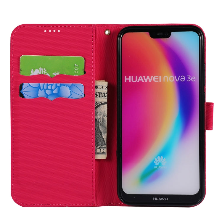 Fabric Stitching Embroidery Horizontal Flip Leather Case With Holder & Card Slots & Wallet for Huawei P20 Lite