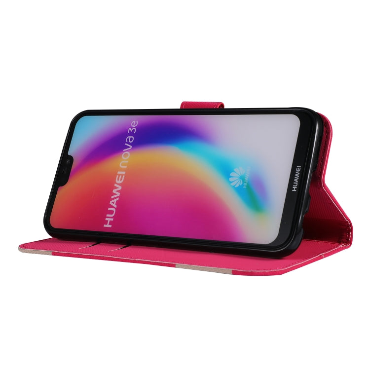 Fabric Stitching Embroidery Horizontal Flip Leather Case With Holder & Card Slots & Wallet for Huawei P20 Lite
