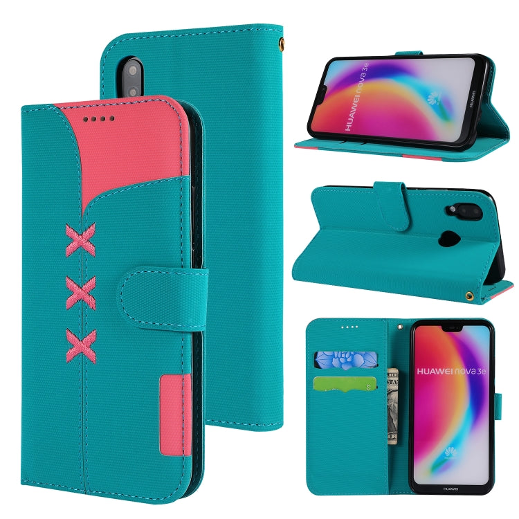 Fabric Stitching Embroidery Horizontal Flip Leather Case With Holder & Card Slots & Wallet for Huawei P20 Lite