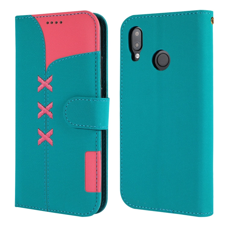 Fabric Stitching Embroidery Horizontal Flip Leather Case With Holder & Card Slots & Wallet for Huawei P20 Lite
