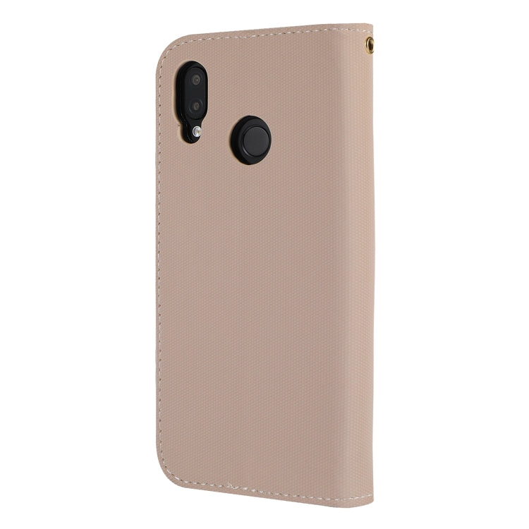 Fabric Stitching Embroidery Horizontal Flip Leather Case With Holder & Card Slots & Wallet for Huawei P20 Lite