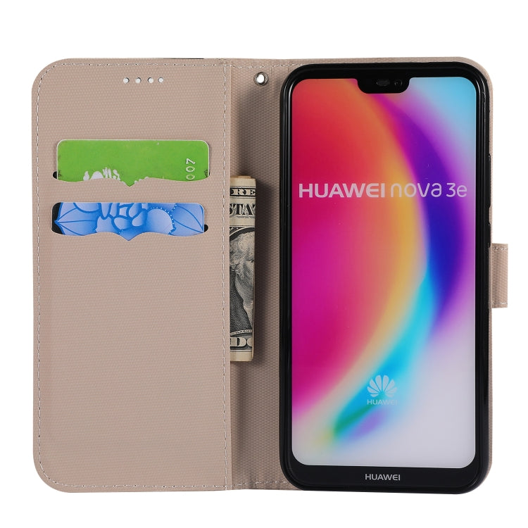 Fabric Stitching Embroidery Horizontal Flip Leather Case With Holder & Card Slots & Wallet for Huawei P20 Lite