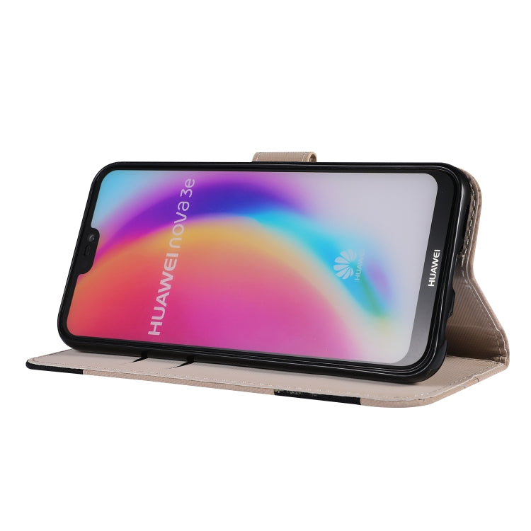 Fabric Stitching Embroidery Horizontal Flip Leather Case With Holder & Card Slots & Wallet for Huawei P20 Lite