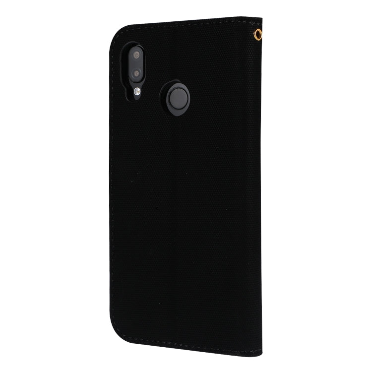 Fabric Stitching Embroidery Horizontal Flip Leather Case With Holder & Card Slots & Wallet for Huawei P20 Lite