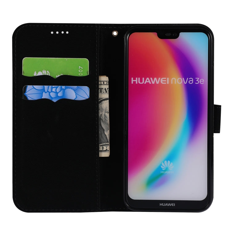 Fabric Stitching Embroidery Horizontal Flip Leather Case With Holder & Card Slots & Wallet for Huawei P20 Lite