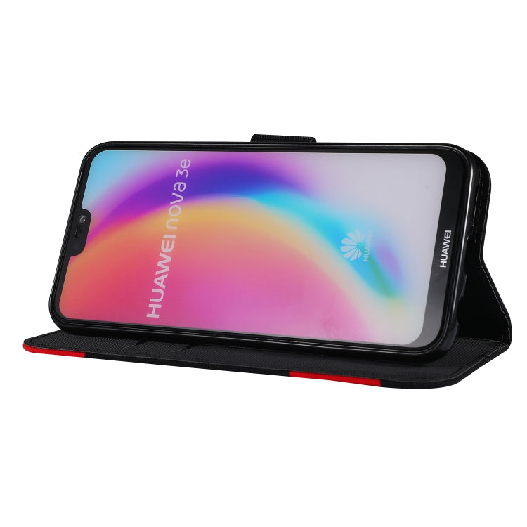 Fabric Stitching Embroidery Horizontal Flip Leather Case With Holder & Card Slots & Wallet for Huawei P20 Lite
