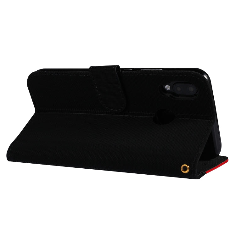 Fabric Stitching Embroidery Horizontal Flip Leather Case With Holder & Card Slots & Wallet for Huawei P20 Lite