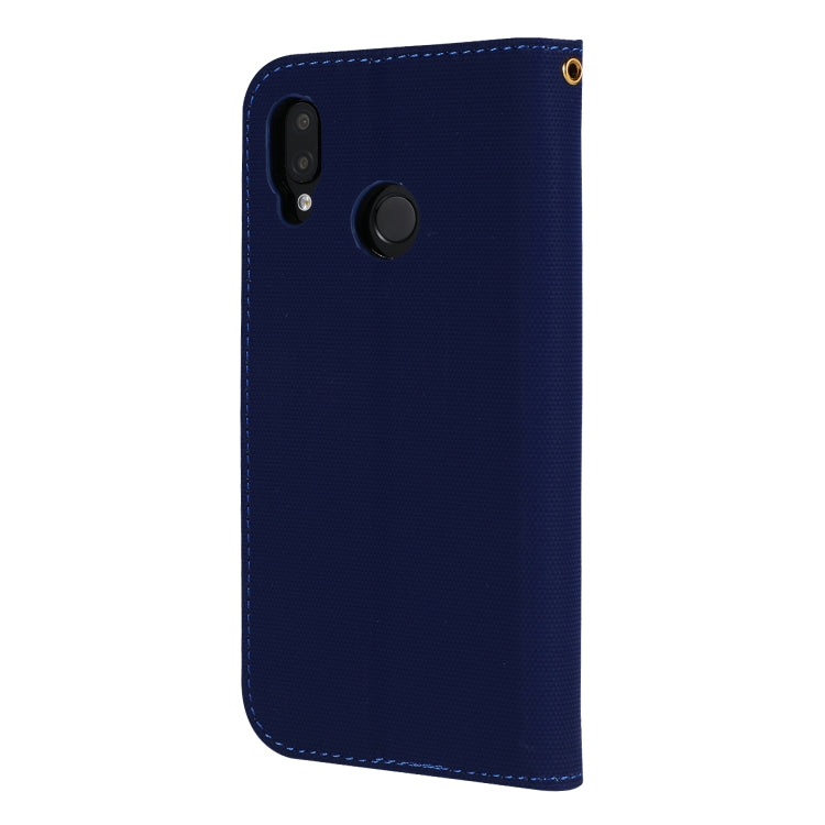 Fabric Stitching Embroidery Horizontal Flip Leather Case With Holder & Card Slots & Wallet for Huawei P20 Lite