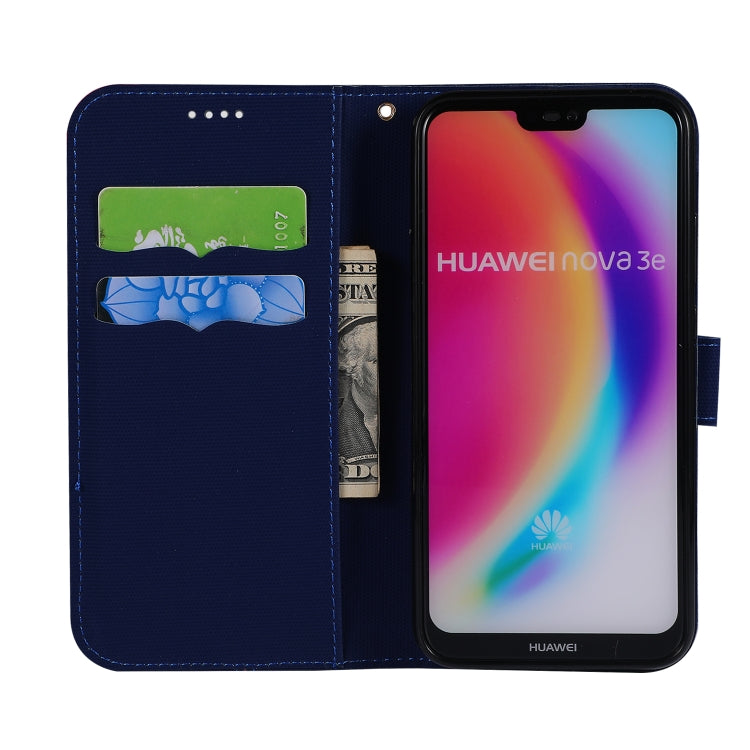 Fabric Stitching Embroidery Horizontal Flip Leather Case With Holder & Card Slots & Wallet for Huawei P20 Lite