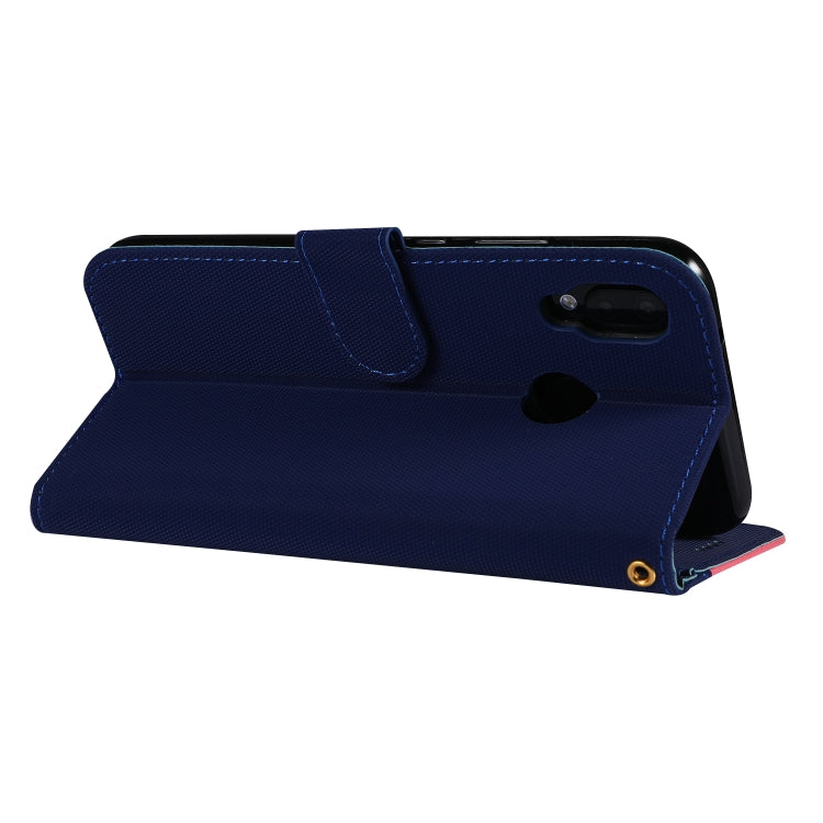 Fabric Stitching Embroidery Horizontal Flip Leather Case With Holder & Card Slots & Wallet for Huawei P20 Lite