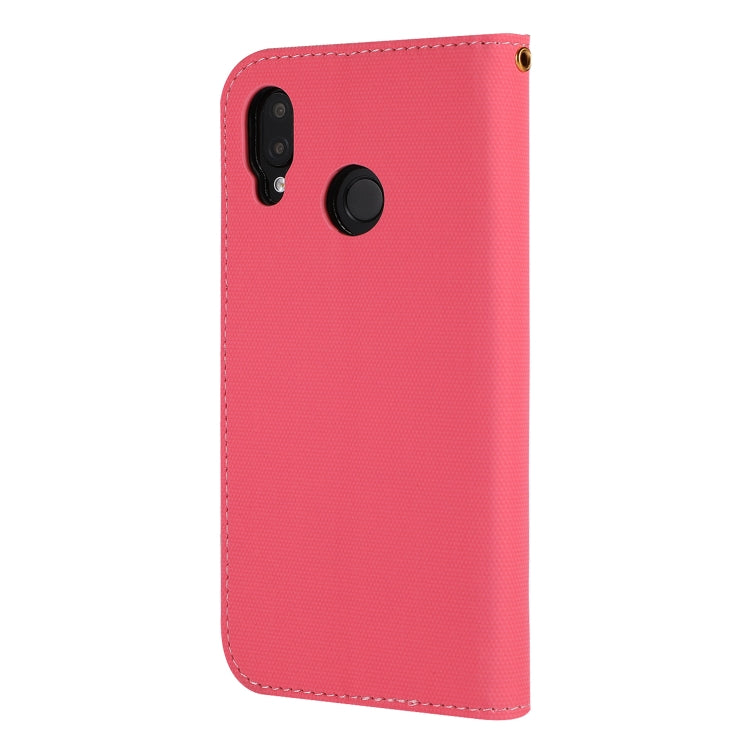 Fabric Stitching Embroidery Horizontal Flip Leather Case With Holder & Card Slots & Wallet for Huawei P20 Lite