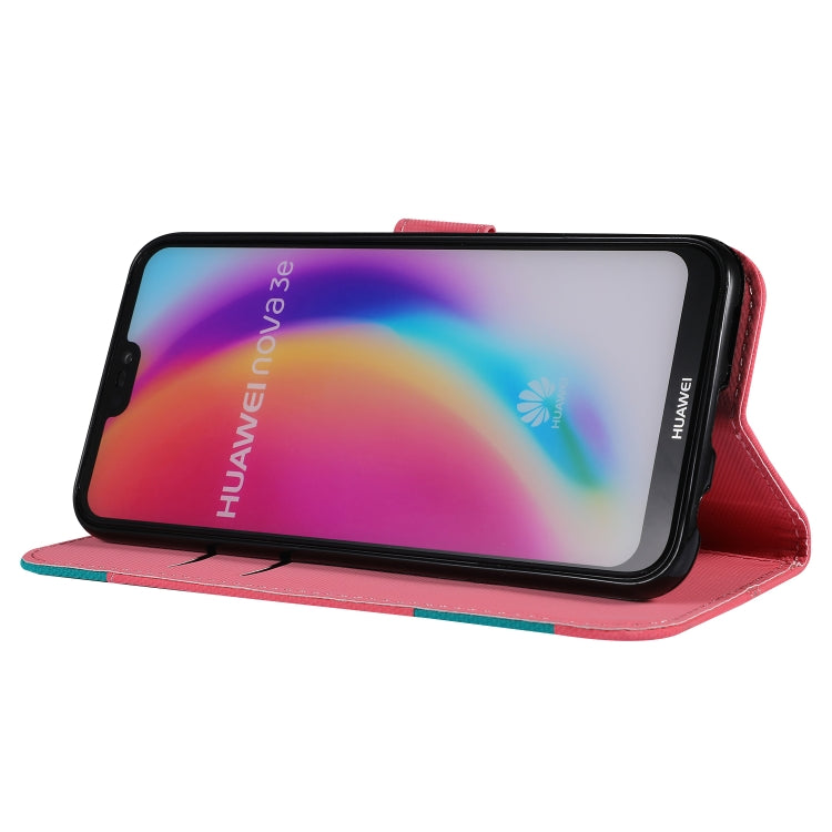 Fabric Stitching Embroidery Horizontal Flip Leather Case With Holder & Card Slots & Wallet for Huawei P20 Lite